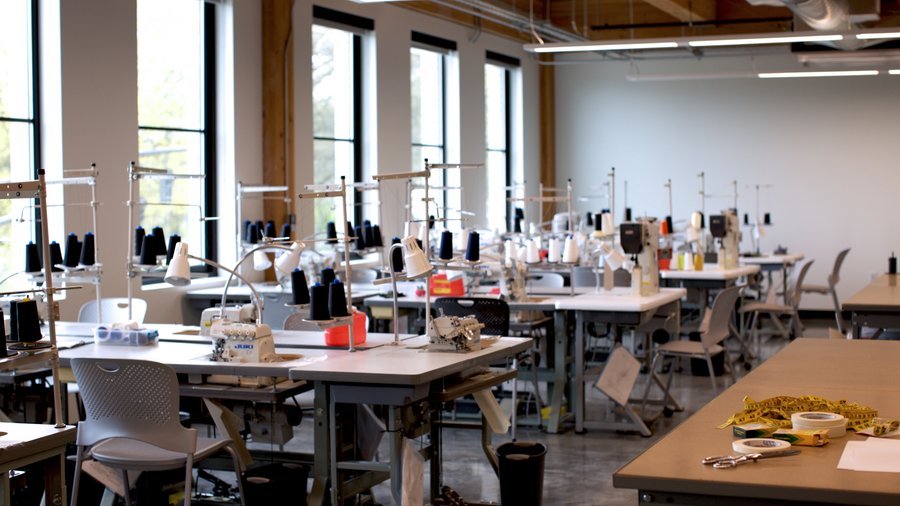 Professional outdoor jacket production workshop