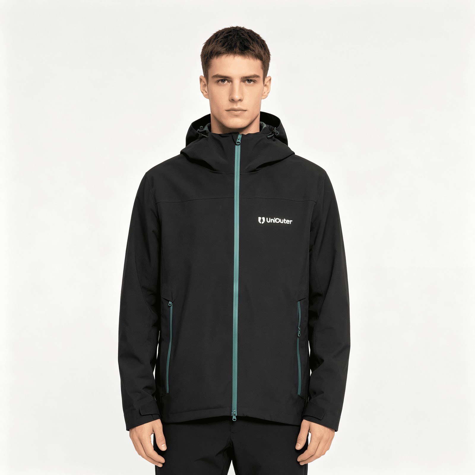 Custom Waterproof Hardshell Jacket with Hood – Breathable, Windproof, Multi-Pocket Design