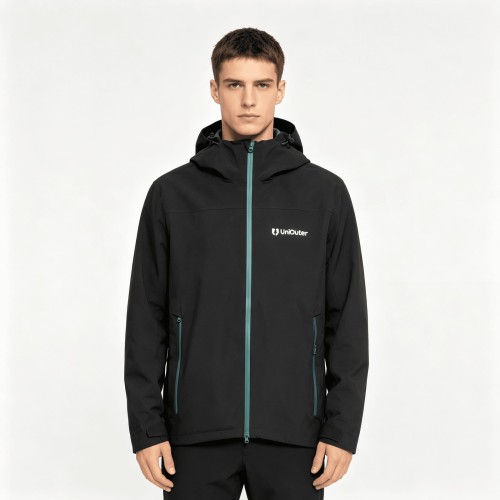 Custom Waterproof Hardshell Jacket with Hood – Breathable, Windproof, Multi-Pocket Design