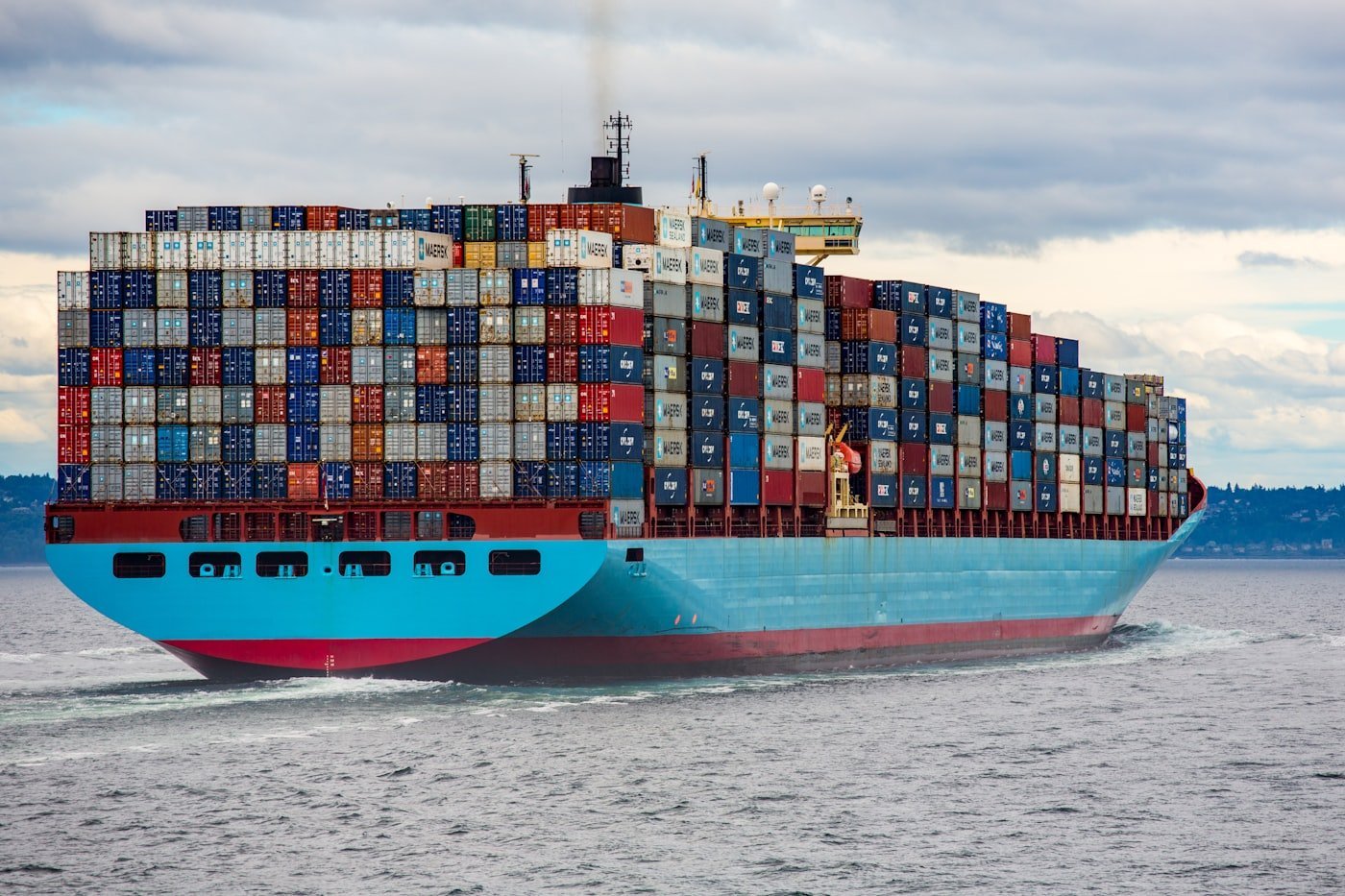 Container ship carrying outdoor apparel cargo