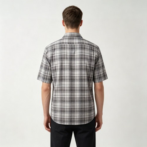 Custom Grey Check Shirt - Lightweight Breathable Button-Down Casual Shirt