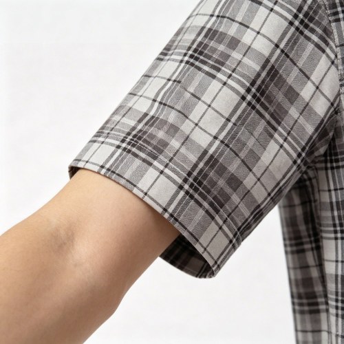 Custom Grey Check Shirt - Lightweight Breathable Button-Down Casual Shirt