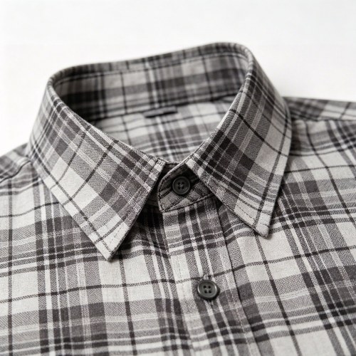 Custom Grey Check Shirt - Lightweight Breathable Button-Down Casual Shirt