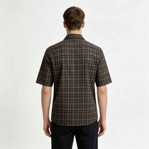 Custom Brown Check Shirt - Lightweight Breathable Button-Down Casual Shirt