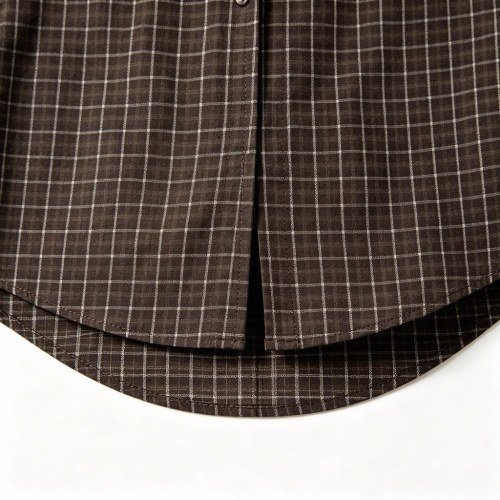 Custom Brown Check Shirt - Lightweight Breathable Button-Down Casual Shirt