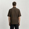 Custom Brown Windowpane Check Shirt - Lightweight Breathable Short-Sleeve Button-Down Commuter Shirt