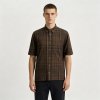 Custom Brown Windowpane Check Shirt - Lightweight Breathable Short-Sleeve Button-Down Commuter Shirt