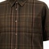 Custom Brown Windowpane Check Shirt - Lightweight Breathable Short-Sleeve Button-Down Commuter Shirt