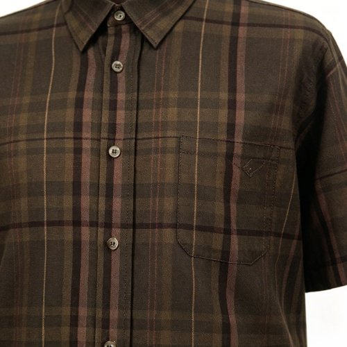 Custom Brown Windowpane Check Shirt - Lightweight Breathable Short-Sleeve Button-Down Commuter Shirt