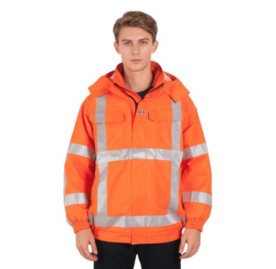 Custom Flame Retardant Jacket, Hood, Waterproof 3 Class, Orange
