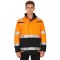 Custom Flame Retardant Hi-Vis Winter Jacket,  Orange Coats with Black Bottom