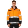 Custom Flame Retardant Hi-Vis Winter Jacket, Orange Coats with Black Bottom