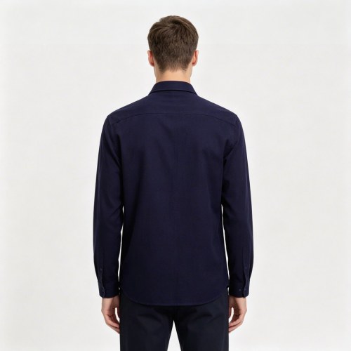 Custom Navy Work Shirt - Long Sleeve Breathable Button-Down Commuter Shirt