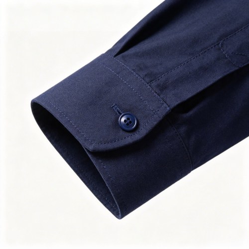 Custom Navy Work Shirt - Long Sleeve Breathable Button-Down Commuter Shirt