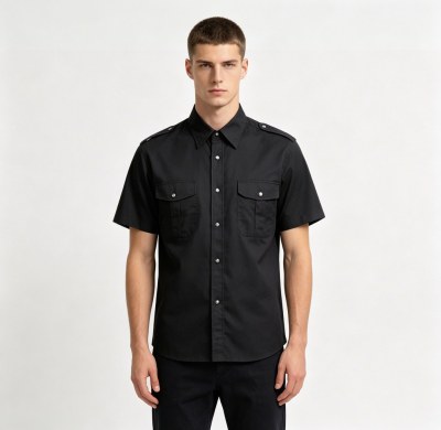 Custom Black Work Shirt - Short Sleeve Breathable Button-Down Commuter Shirt