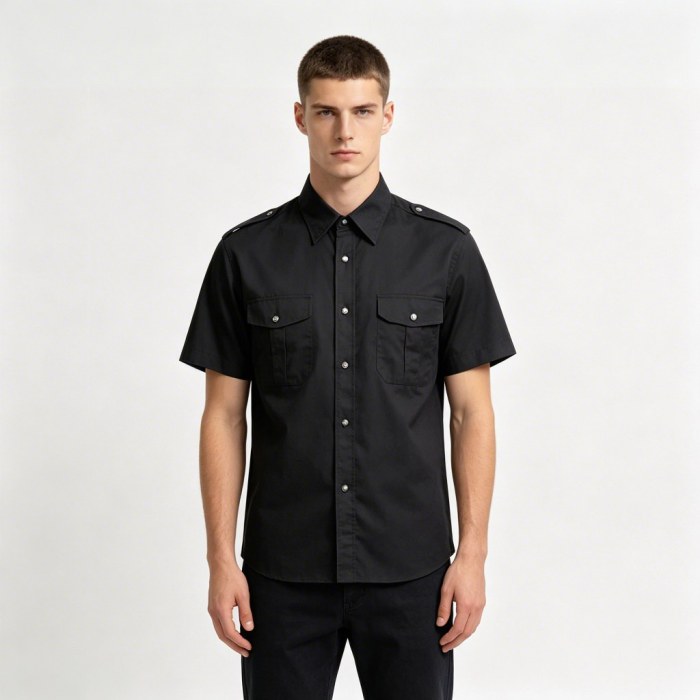 Custom Black Work Shirt - Short Sleeve Breathable Button-Down Commuter Shirt