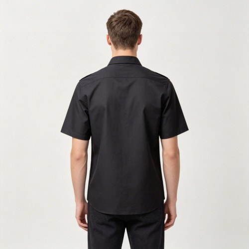 Custom Black Work Shirt - Short Sleeve Breathable Button-Down Commuter Shirt