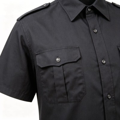 Custom Black Work Shirt - Short Sleeve Breathable Button-Down Commuter Shirt