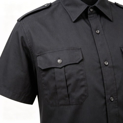 Custom Black Work Shirt - Short Sleeve Breathable Button-Down Commuter Shirt