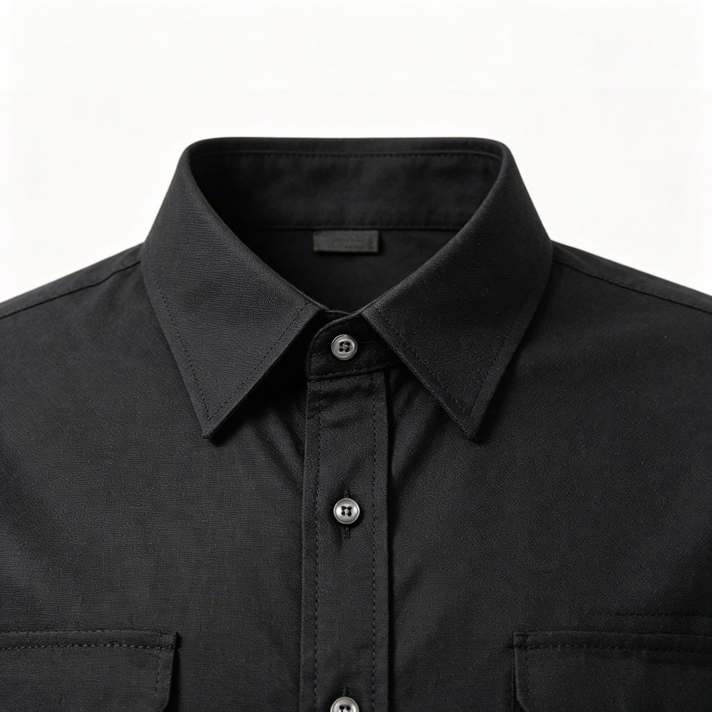 Close up of black woven shirt fabric texture