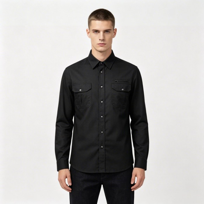 Custom Black Work Shirt - Long Sleeve Breathable Button-Down Commuter Shirt
