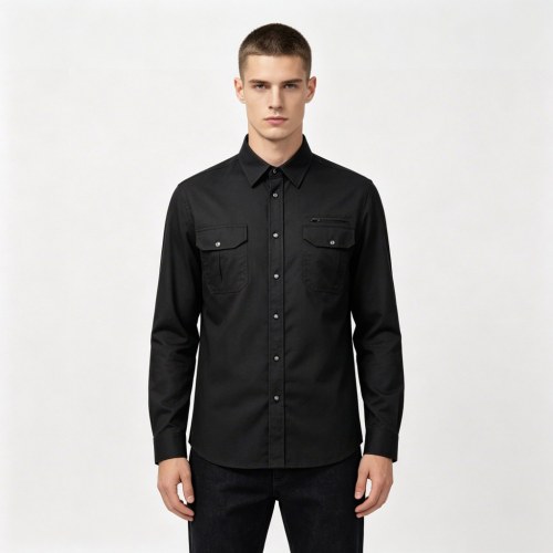 Custom Black Work Shirt - Long Sleeve Breathable Button-Down Commuter Shirt