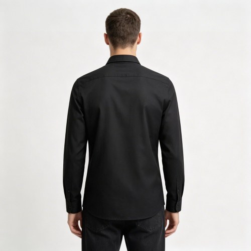 Custom Black Work Shirt - Long Sleeve Breathable Button-Down Commuter Shirt