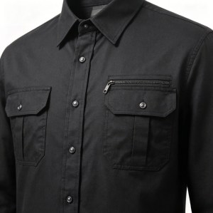 Custom Black Work Shirt - Long Sleeve Breathable Button-Down Commuter Shirt