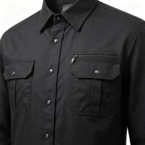 Custom Black Work Shirt - Long Sleeve Breathable Button-Down Commuter Shirt