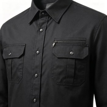 Custom Black Work Shirt - Long Sleeve Breathable Button-Down Commuter Shirt