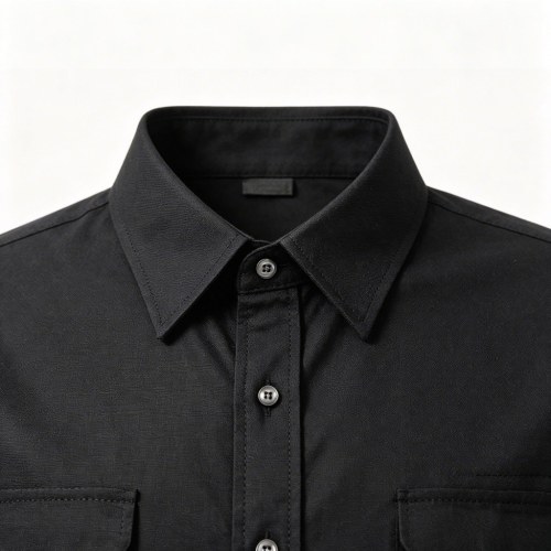 Custom Black Work Shirt - Long Sleeve Breathable Button-Down Commuter Shirt