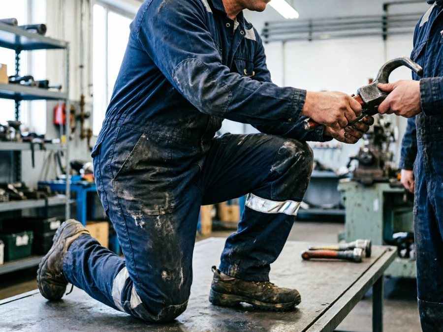 Durable maintenance workwear protecting against physical strain