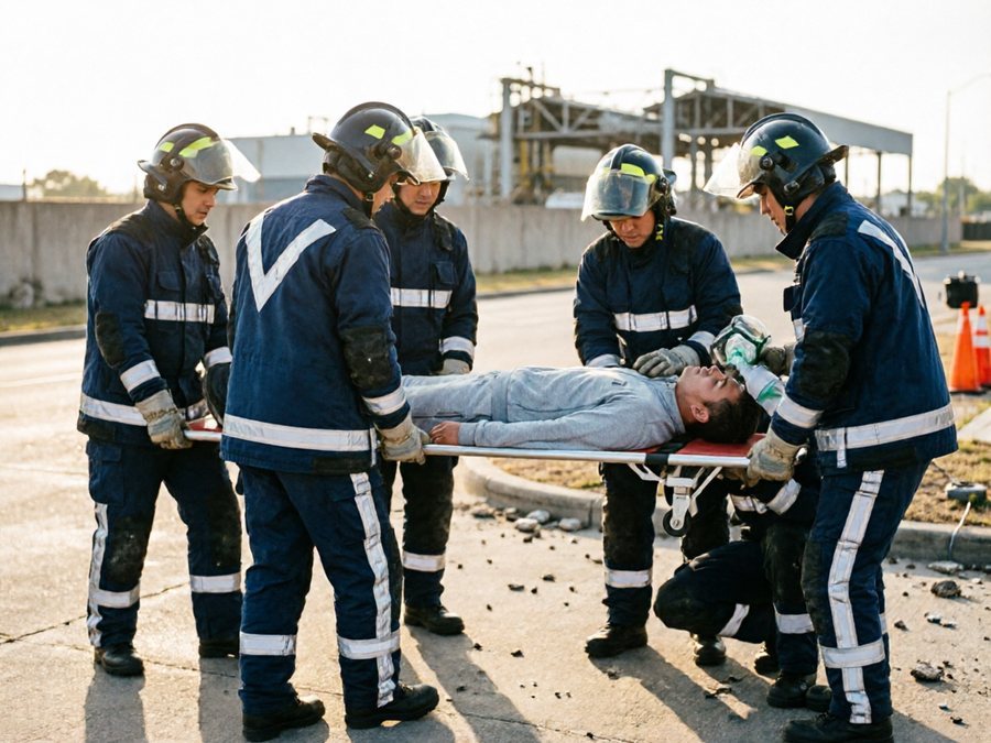 Rescue crew facing physical injuries during emergency response