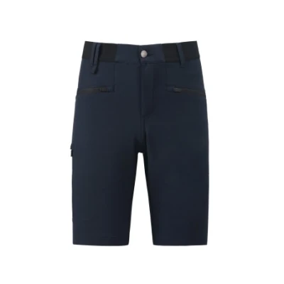 Custom Black Casual Shorts With Button-Up Design and Zippered Pockets.