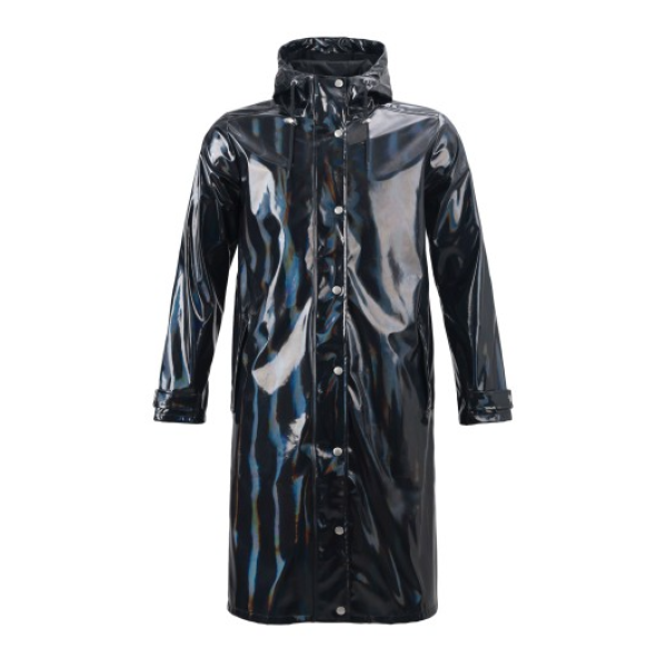 Schwarzer Regenmantel nach Maß, wasserdicht (Stufe 3), verstellbare Kappe, Großhandel möglich
