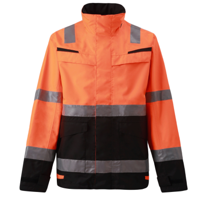 Custom Flame Retardant Winter Jacket, High Visibility Reflective,  Orange-Black