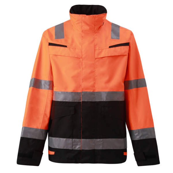 Custom Flame Retardant Winter Jacket, High Visibility Reflective,  Orange-Black