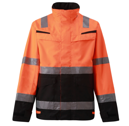 Custom Flame Retardant Winter Jacket, High Visibility Reflective, Orange-Black