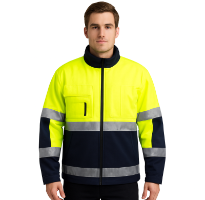 Custom High Visibility Reflective Jacket, Yellow Coats with Black Bottom