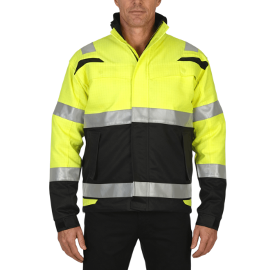 Custom Hi Vis Antistatic FR Bomber Jacket, Yellow Coats with Black Bottom