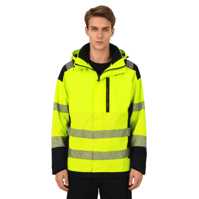 Custom Waterproof Jacket, High Vis Rain Coats, Waterproof Class 3, Insulated Hood