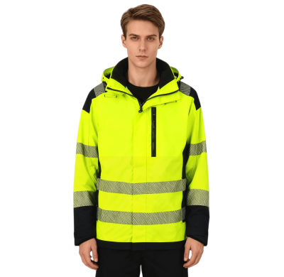 Custom Waterproof Jacket, High Vis Rain Coats, Waterproof Class 3, Insulated Hood