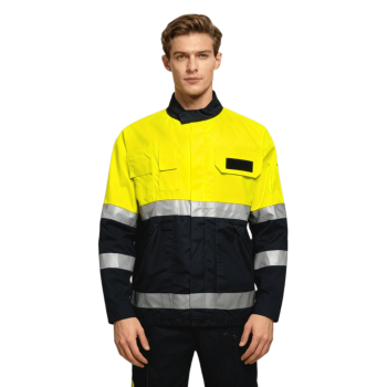 Custom Waterproof Workwear, High Vis Rain Jacket, Waterproof Class 3, Yellow-Black