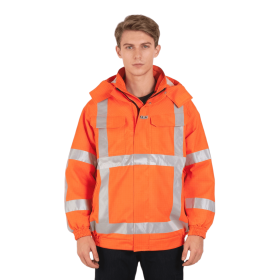 Custom Flame Retardant Jacket, Hood, Waterproof 3 Class, Orange
