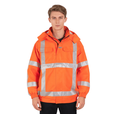 Custom Flame Retardant Jacket, Hood, Waterproof 3 Class, Orange