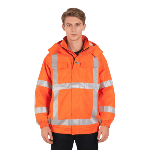 Custom Flame Retardant Jacket, Hood, Waterproof 3 Class, Orange