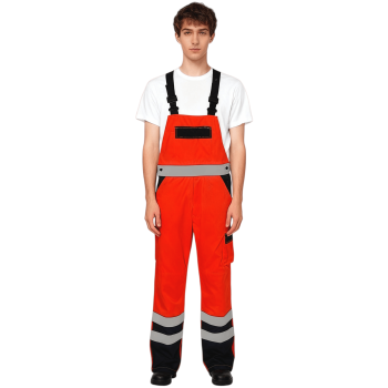 Custom High Visibility Bib Overalls, Orange-black, Wholesale and OEM support