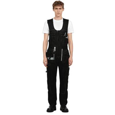 Custom Durable Denim Overalls With Suspenders, Wide Shoulder Straps