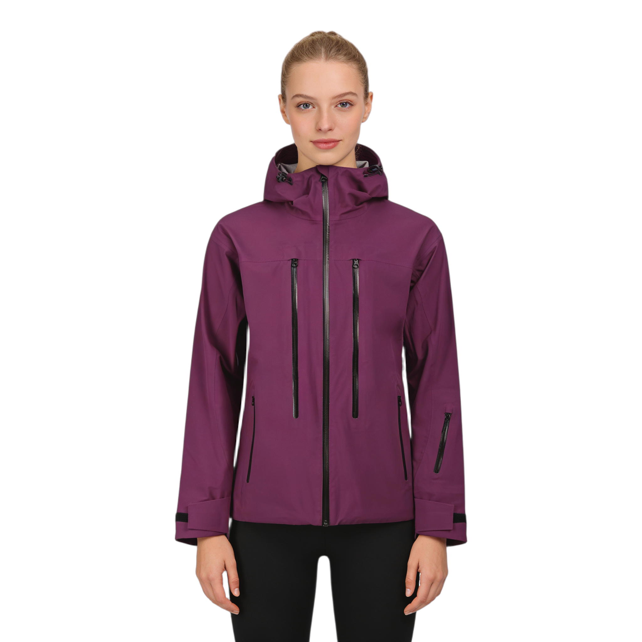HLL313 Custom Women's Waterproof Hiking Jacket, Breathable and Comfortable, Adjustable Hat