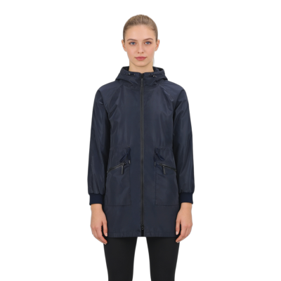 Custom Black Rainproof Coat, Adjustable Hat, Elastic Cuffs